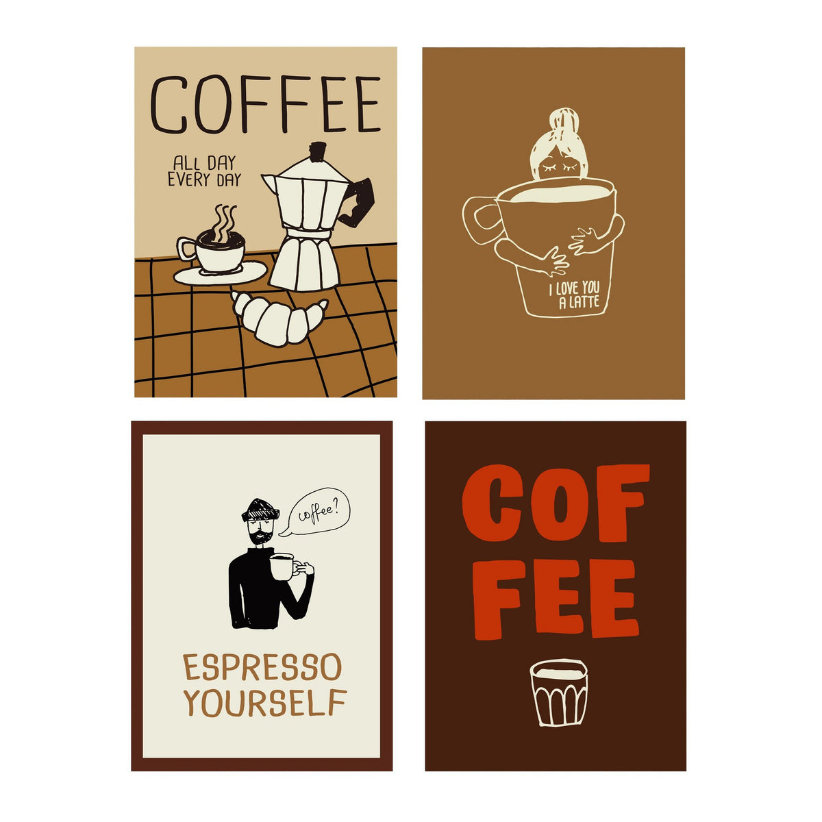 Muurdecoratie Coffee 4 assorti