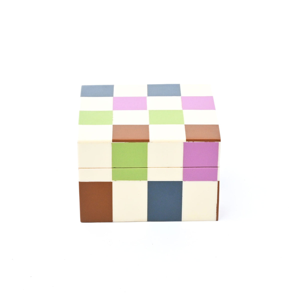Geruite hars opbergdoos 4x4 inch modern MDF-decor
