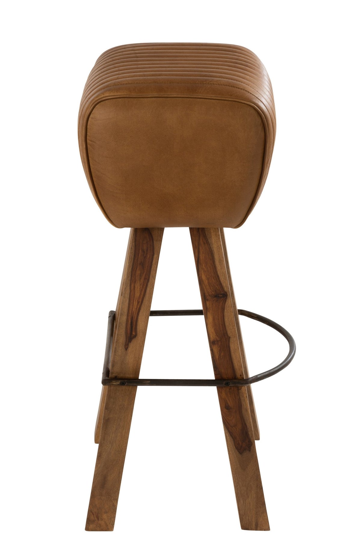 J-Line Kruk Gym Leder/Mango Hout Camel/Naturel