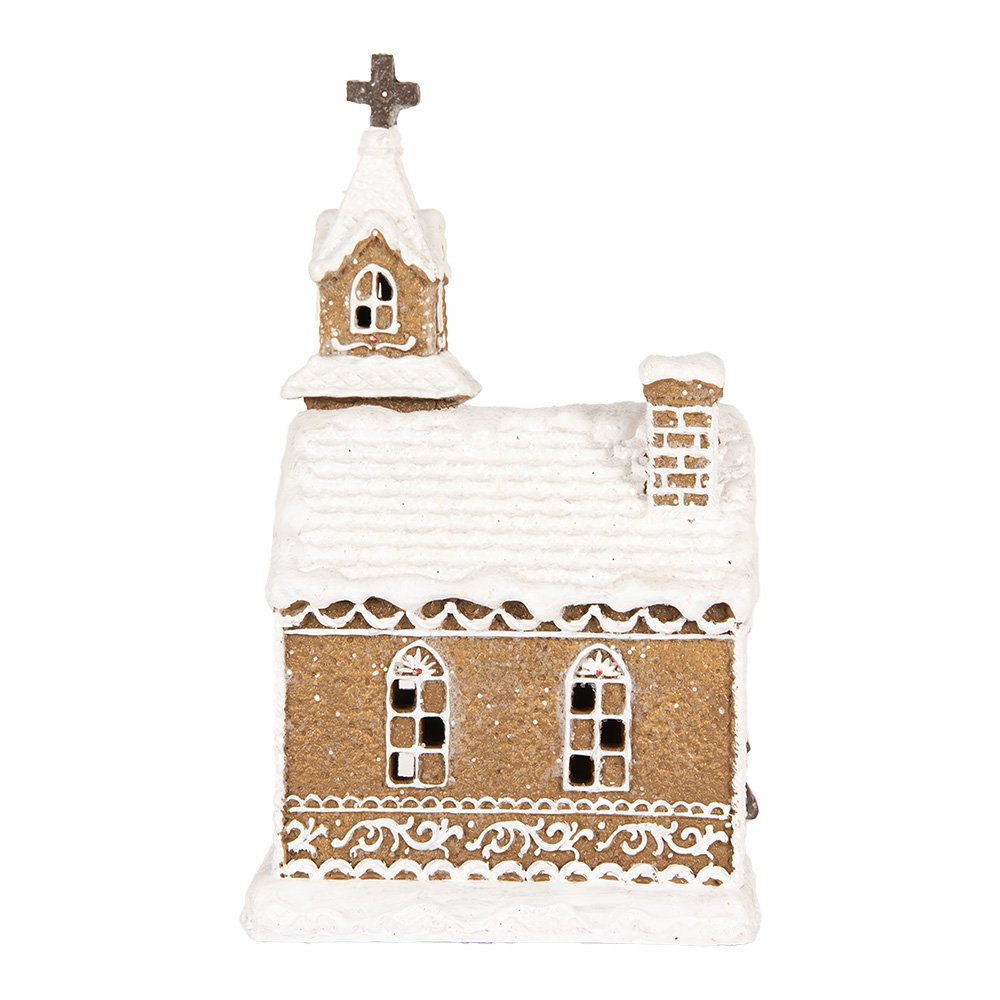 Gingerbread house met LED 14x12x23 cm Bruin Kunststof