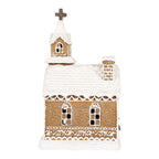 Gingerbread house met LED 14x12x23 cm Bruin Kunststof