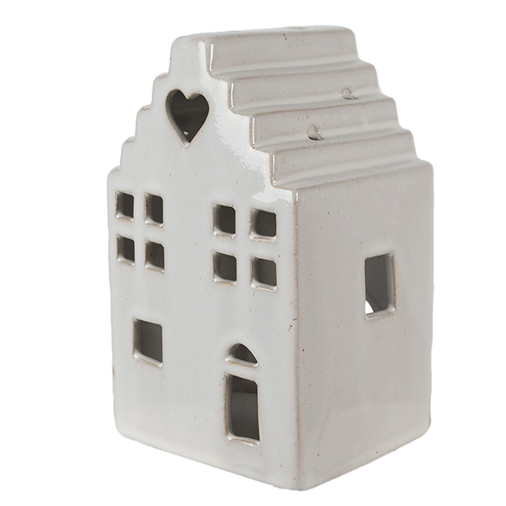 Waxinelichthouder Huis 17 cm Beige Porselein
