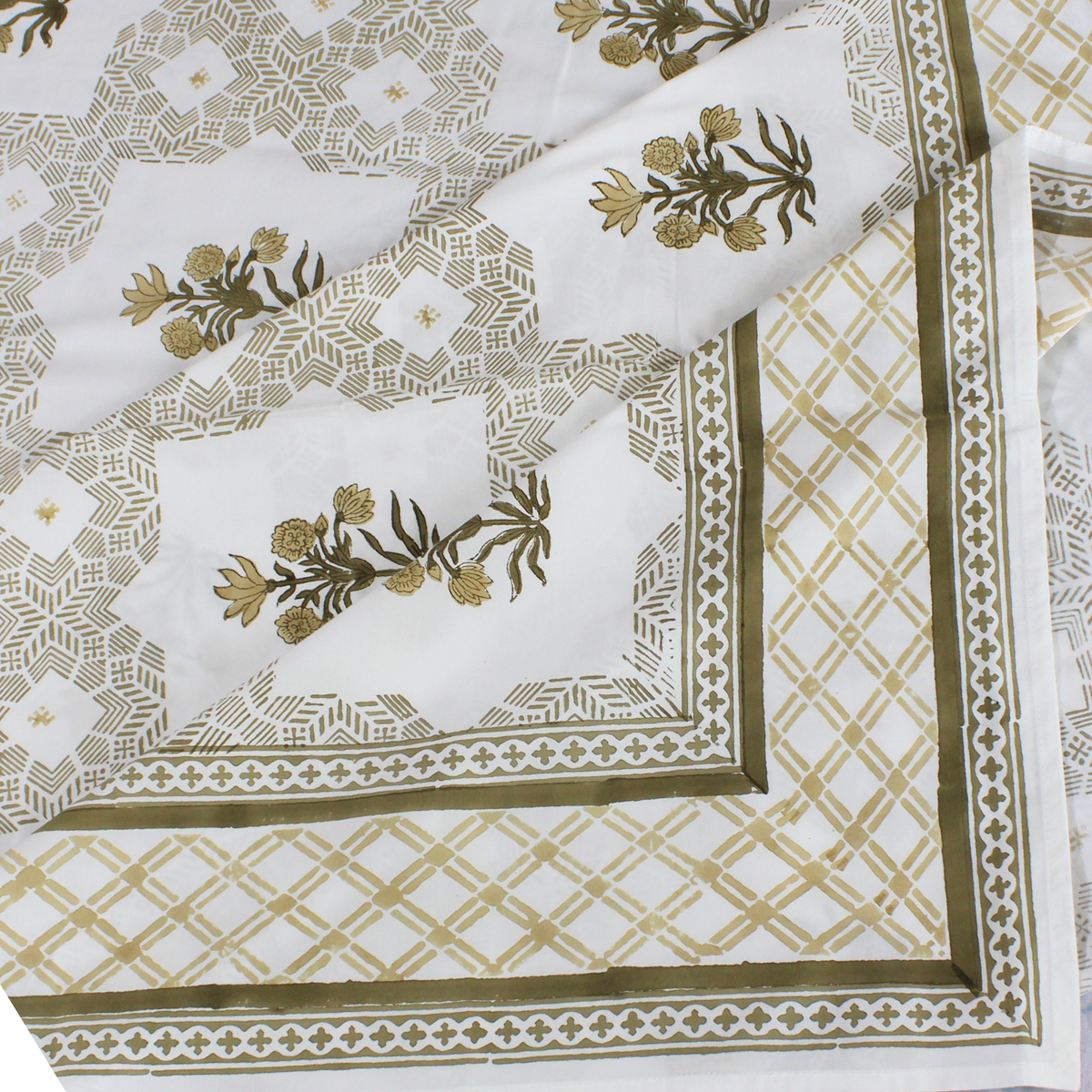 Laken | Handblok katoen tuinprint | Set van 3