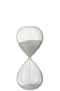 J-Line zandloper - glas/zand - wit - medium