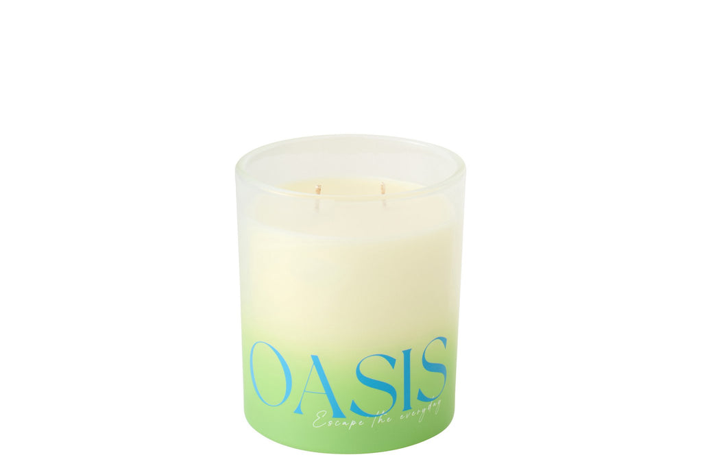 J-Line geurkaars Oasis - Spring Ivy & Neroli - poly - blauw/groen - L