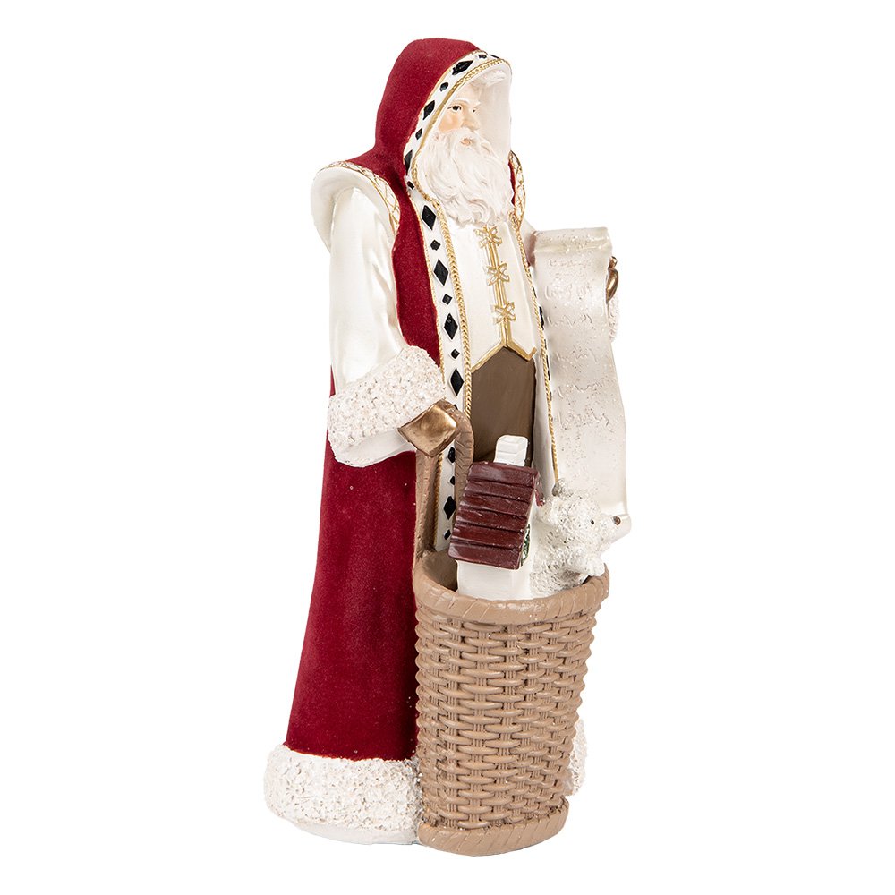 Kerstdecoratie Beeld Kerstman 15x14x29 cm Beige Rood Kunststof