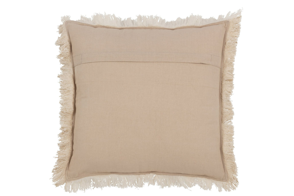 J-Line kussen Franjes - katoen Mousseline - donkerbeige