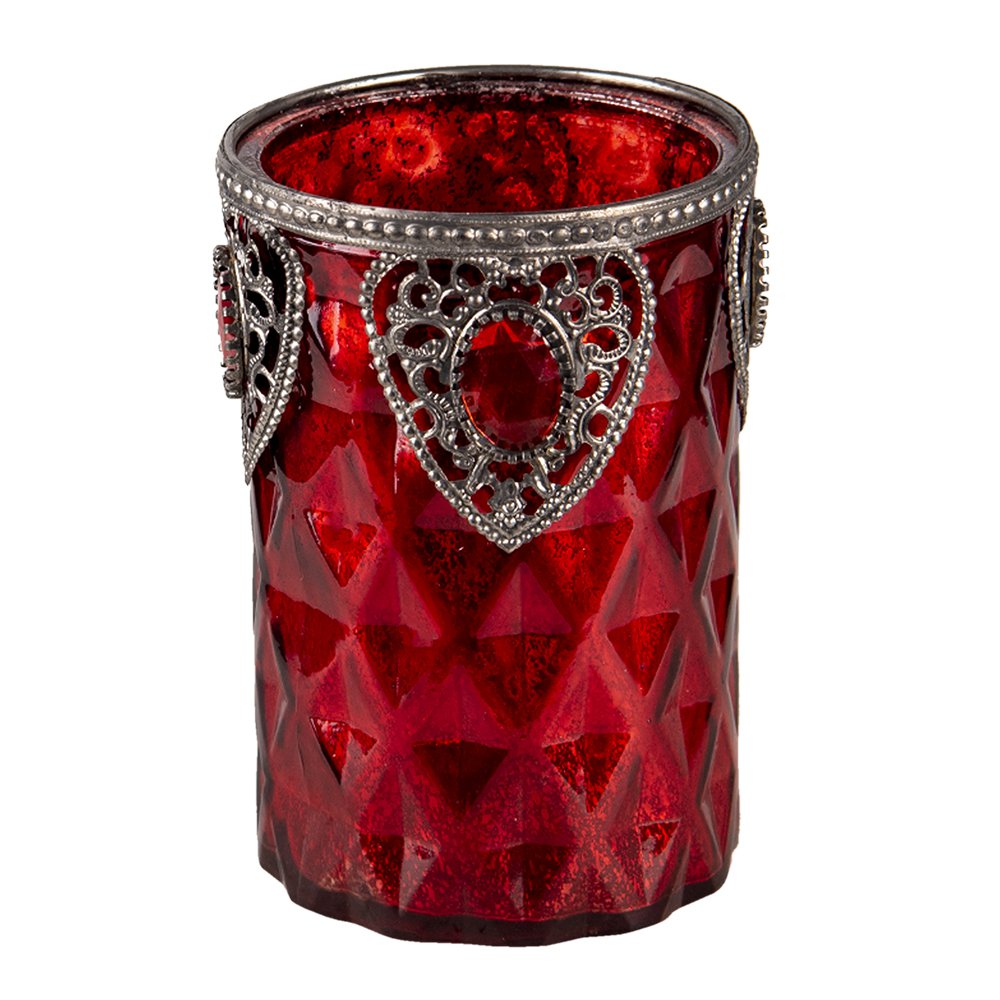 Theelichthouder Ø 9x14 cm Rood Glas Waxinelichthouder