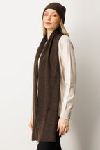 Artemis Beanie & Scarf Wol Set Brown-Ecru
