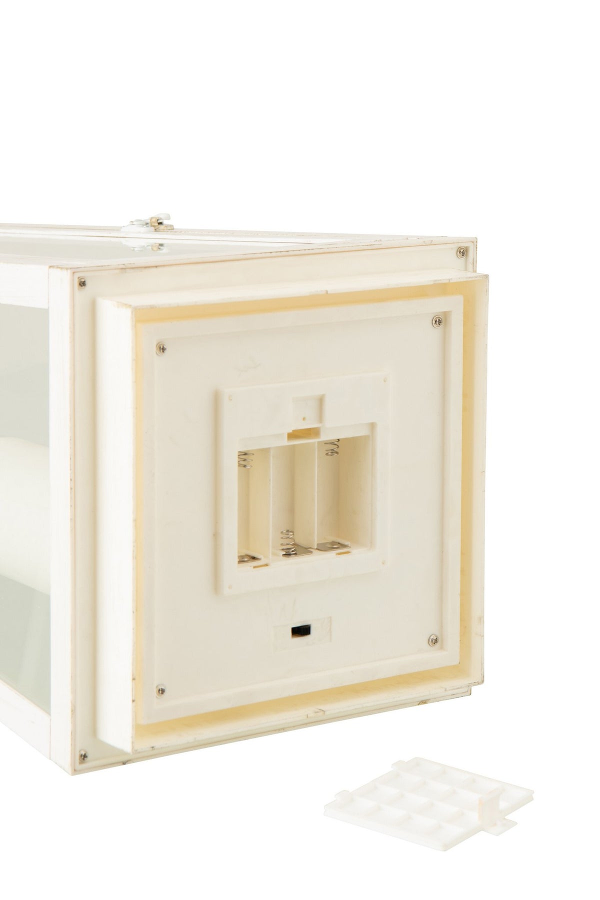 J-Line lantaarn + kaars - glas - wit - L - LED lichtjes