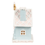 Gingerbread house met LED 9x8x15 cm Blauw Polyresin