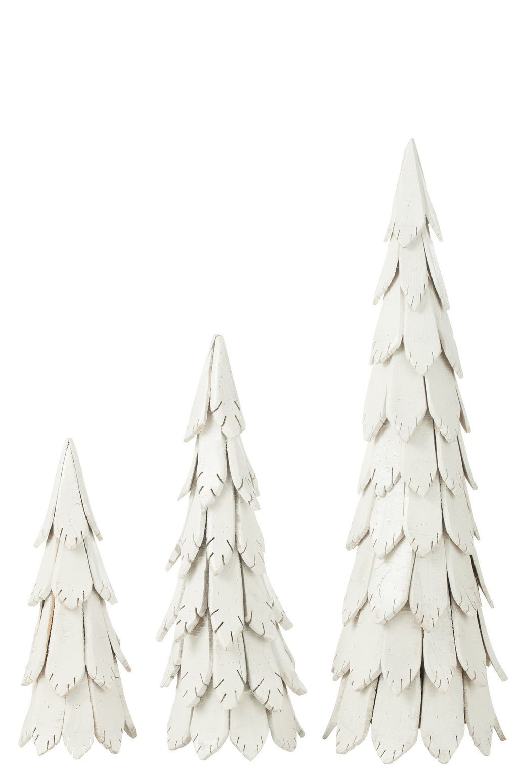 J-Line decoratie Kerstboom Stukken - hout - wit - large