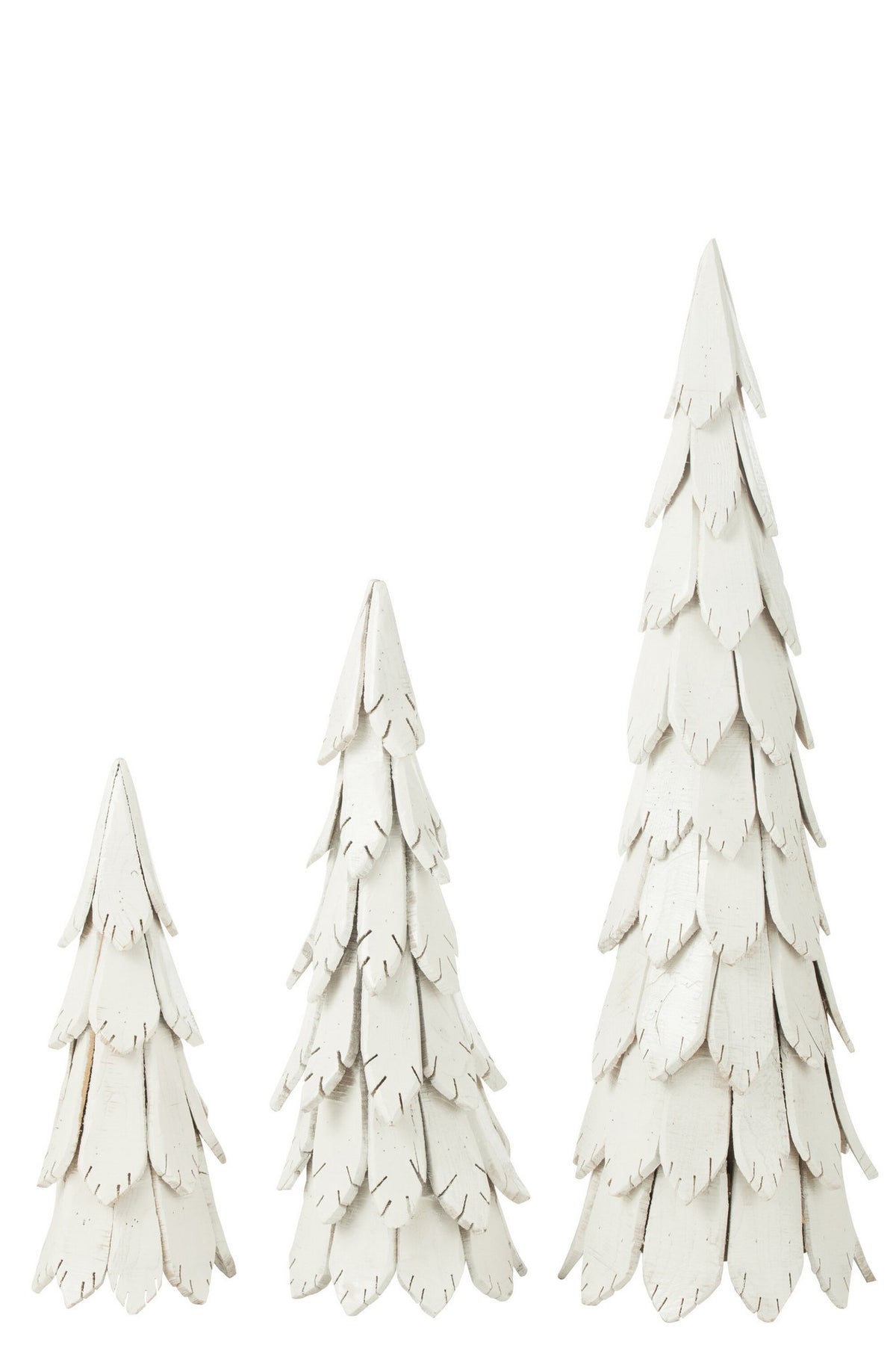 J-Line decoratie Kerstboom Stukken - hout - wit - large