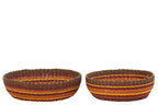 J-Line schaal Gestreept - papier - terracotta/oranje - set van 2