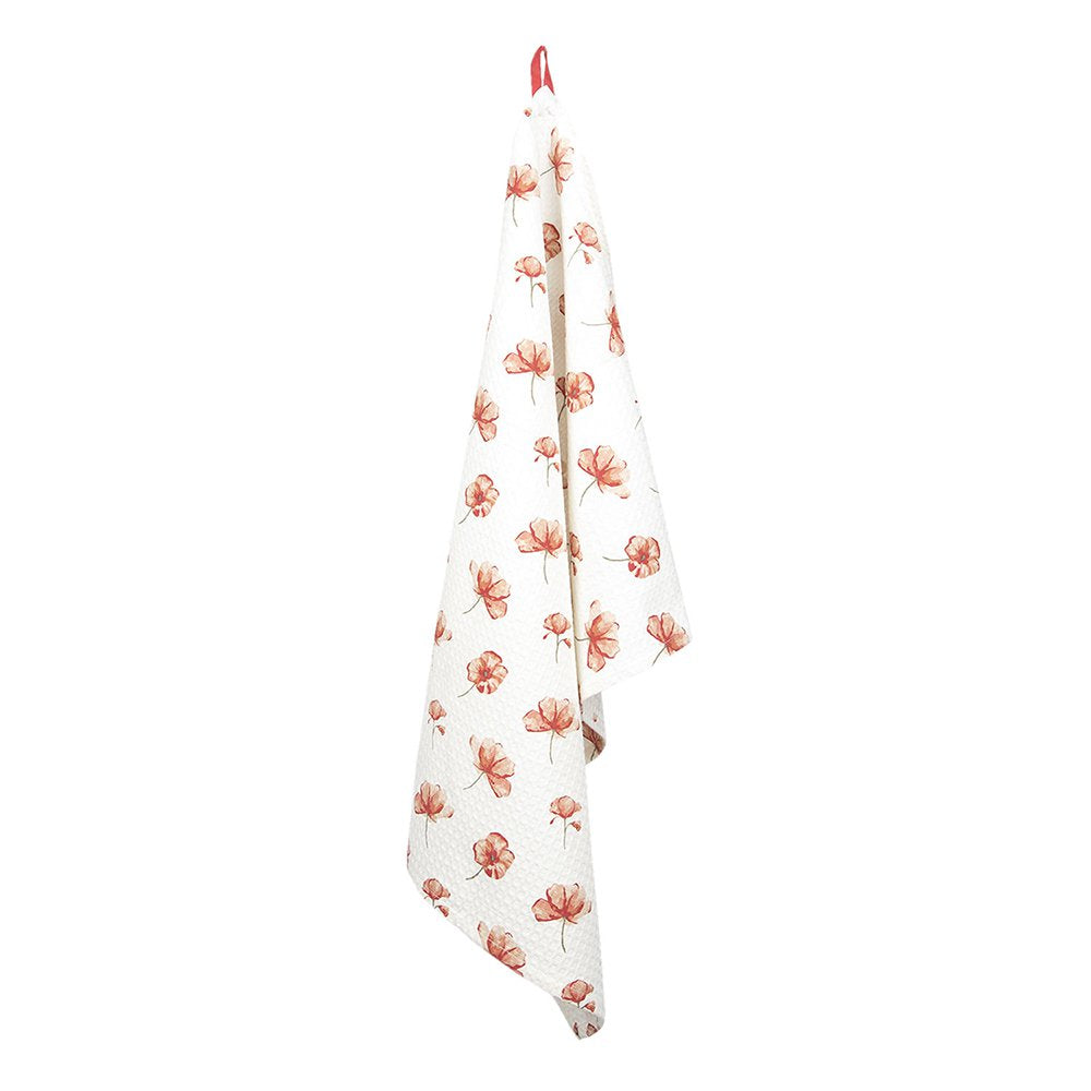 Theedoek Wit Rood, Katoen 50x70 cm