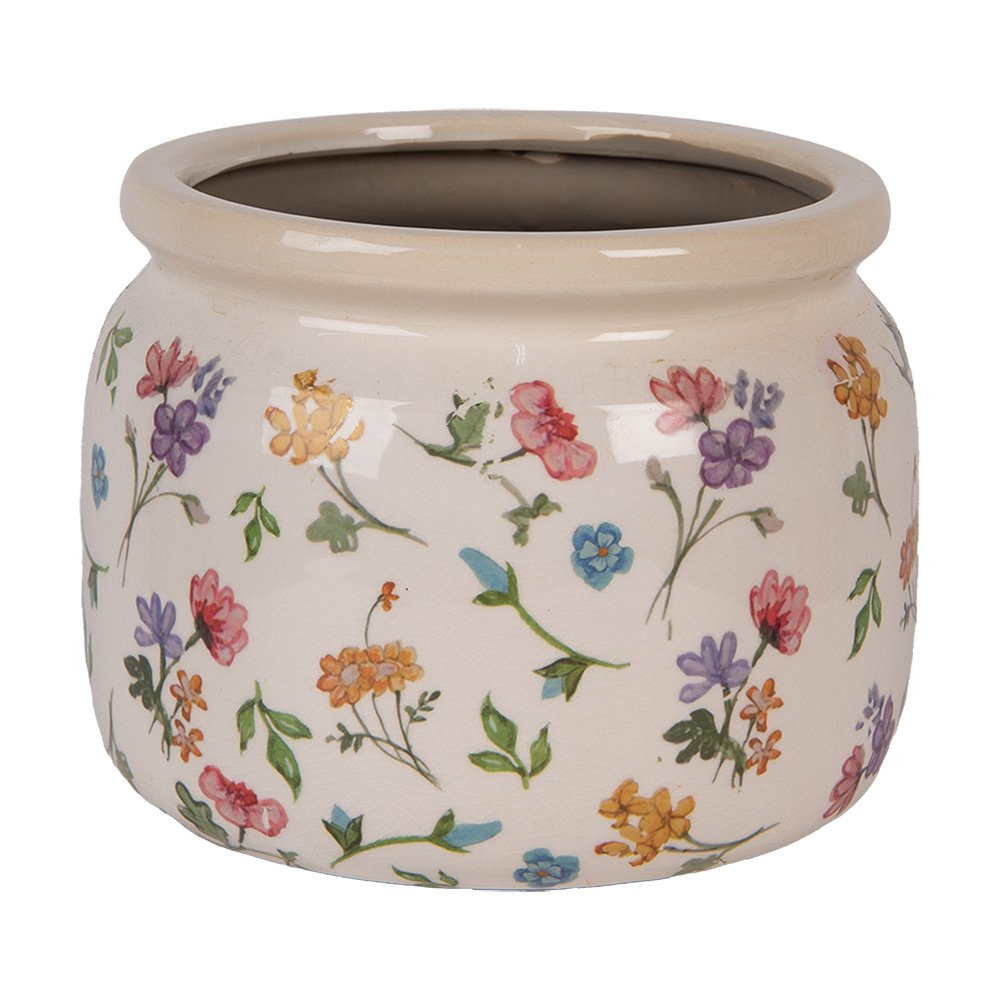 Bloempot Ø 20x15 cm Beige Keramiek Bloemen
