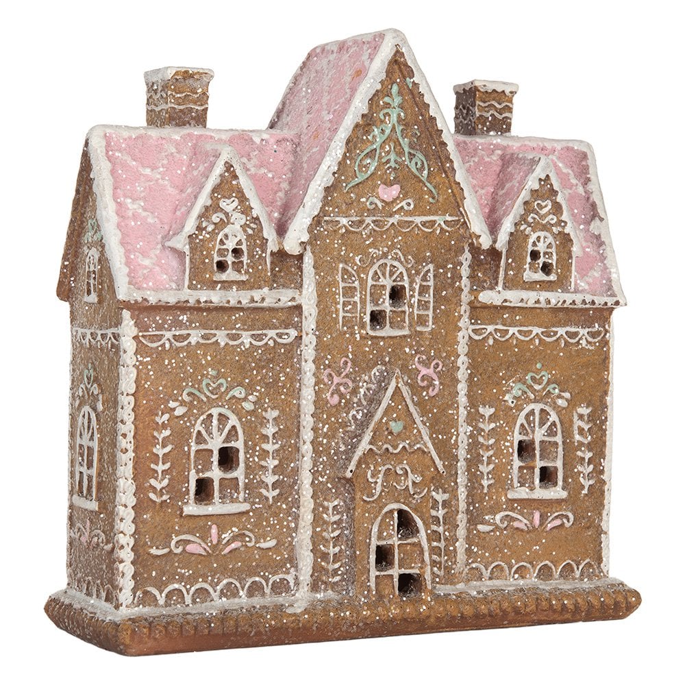 Gingerbread house met LED 21x8x20 cm Bruin Kunststof
