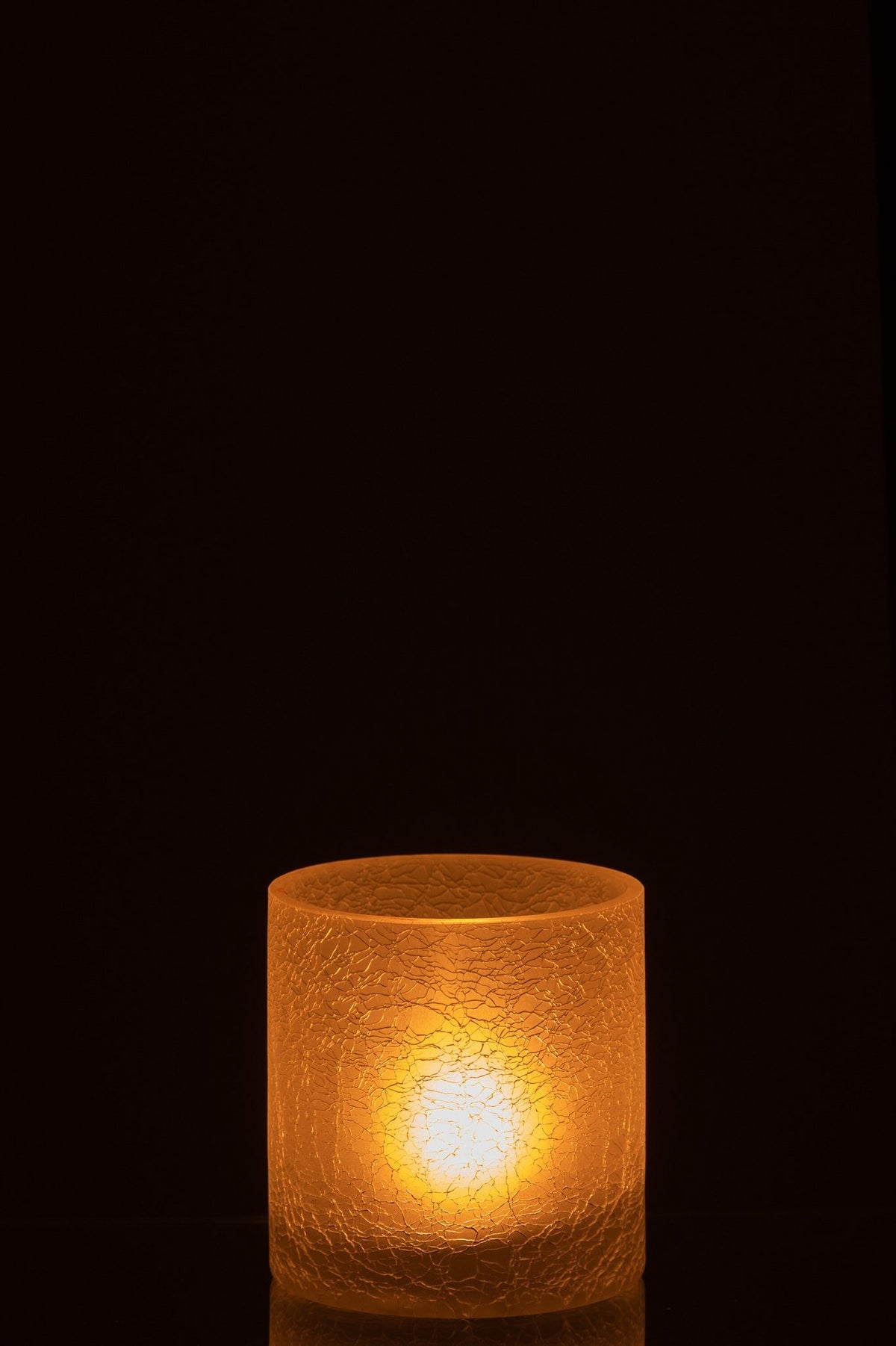 J-Line windlicht Cilinder Craquelé - glas - wit - small