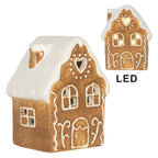 Decoratie Huis met LED 8x6x11 cm Bruin Keramiek