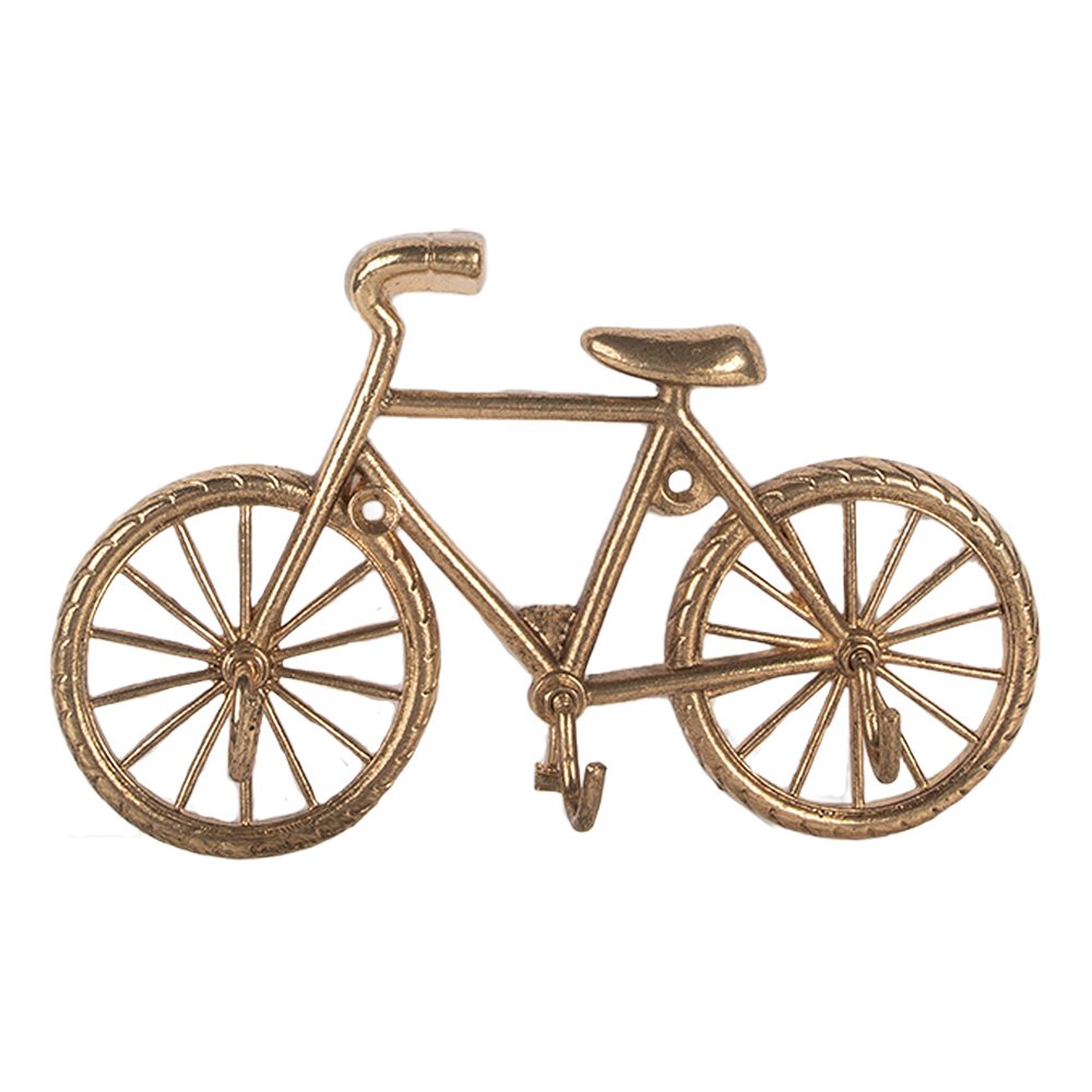 Wandkapstok 3 Haken Fiets 19x4x12 cm Goudkleurig Metaal