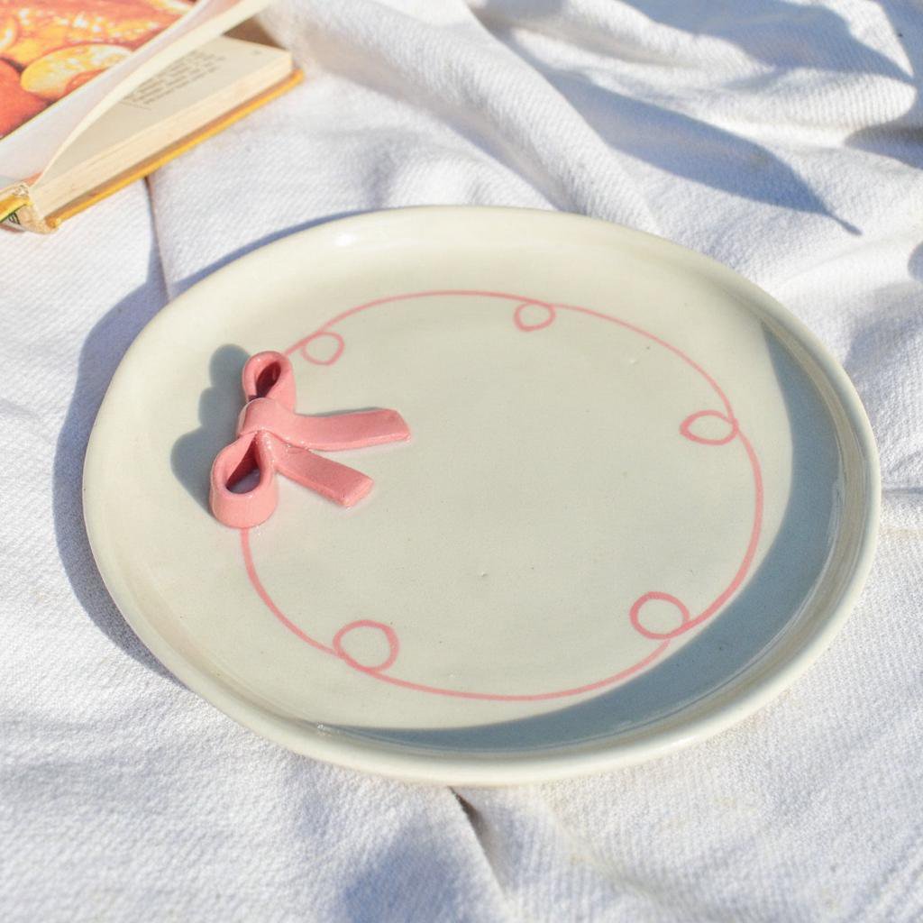 Serveerbord | Keramische 3D-boog | Set van 2, roze, 19 cm