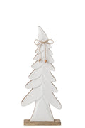 J-Line Dennenboom met strik - mangohout - naturel/wit - medium