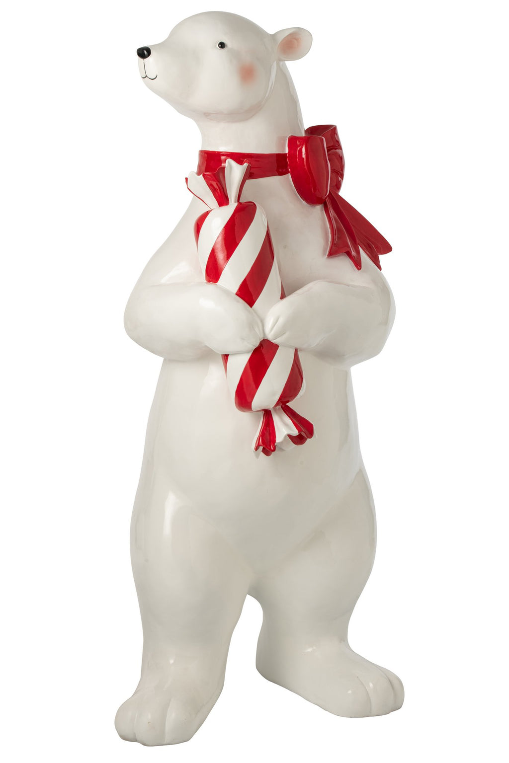 J-Line IJsbeer met snoep - hars - wit/kerstrood