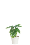 J-Line plant Blad Philo In Pot - kunststof - groen/wit - medium
