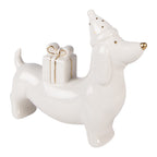 Kerstdecoratie Beeld Hond 15x4x13 cm Wit Porselein