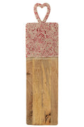 J-Line Dienblad Hart Mozaiek Lang Mango Hout Roze
