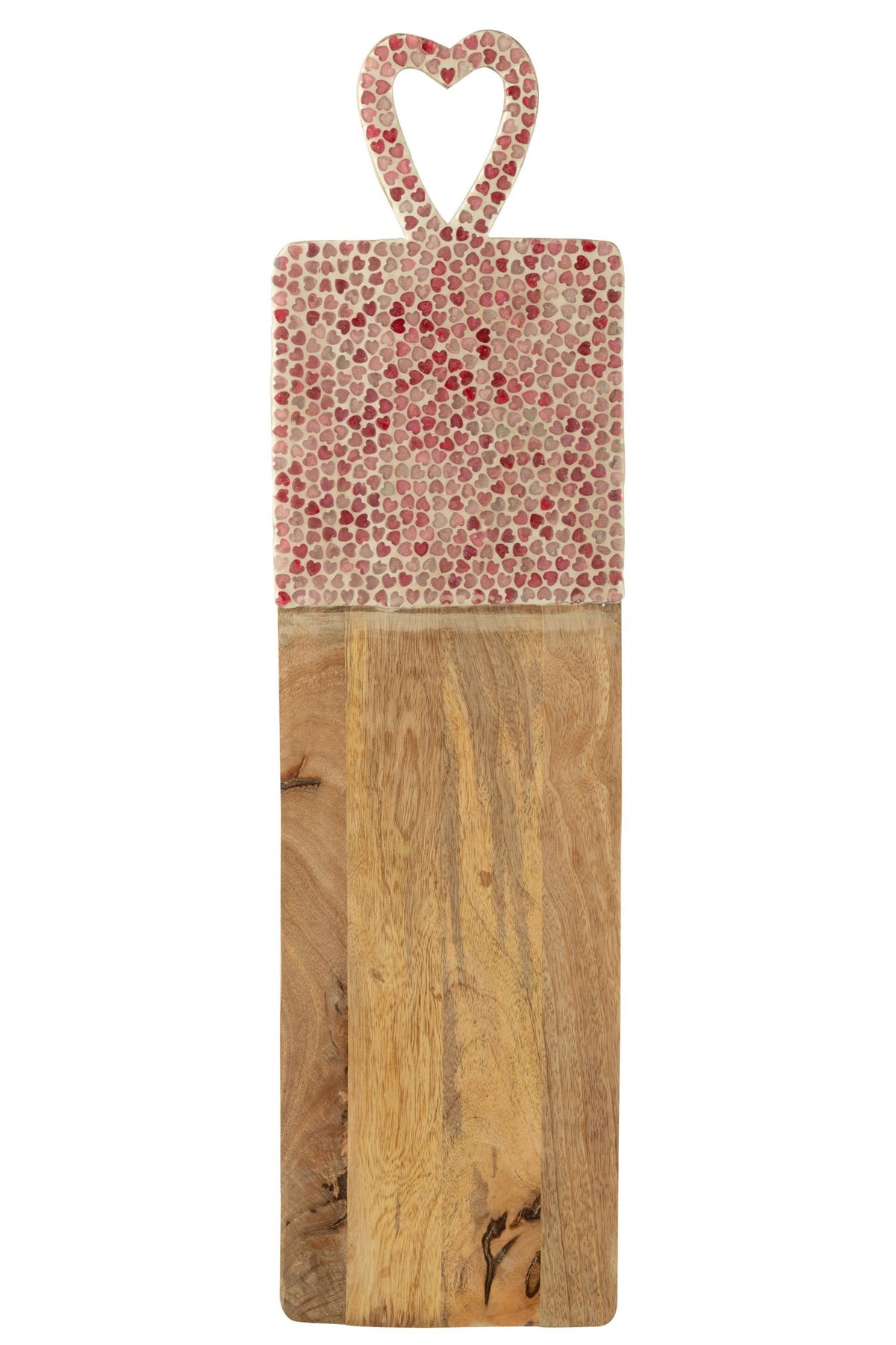J-Line Dienblad Hart Mozaiek Lang Mango Hout Roze
