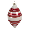 Kerstbal Ø 8x15 cm Rood Wit Glas Kerstboomversiering