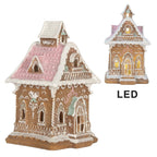 Gingerbread house met LED 9x10x15 cm Bruin Kunststof
