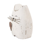 Decoratie beeld Kat 6x4x7 cm wit Bruin Hout
