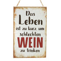 Houtenhanger bordje Das Leben Wein 10x15cm