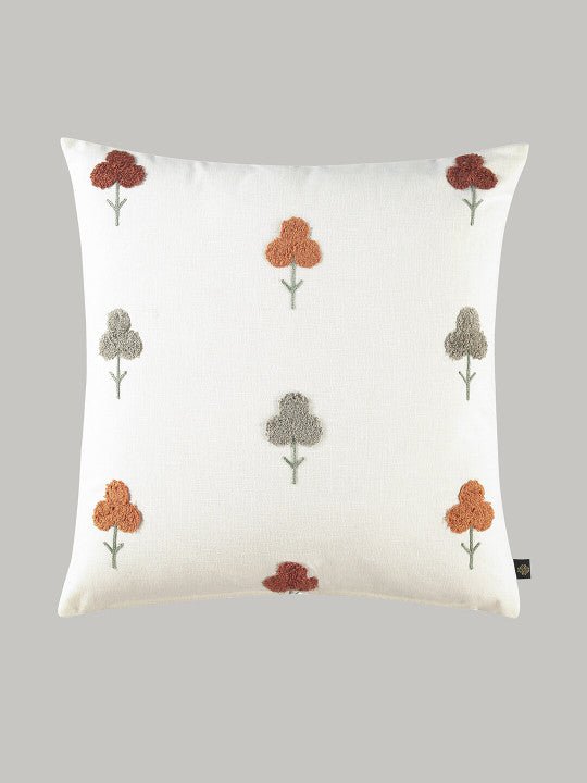 Set van 2 kussenslopen met geborduurd accent – ​​woninginrichting – premium katoen, bloemenstiksels – 40x40 cm