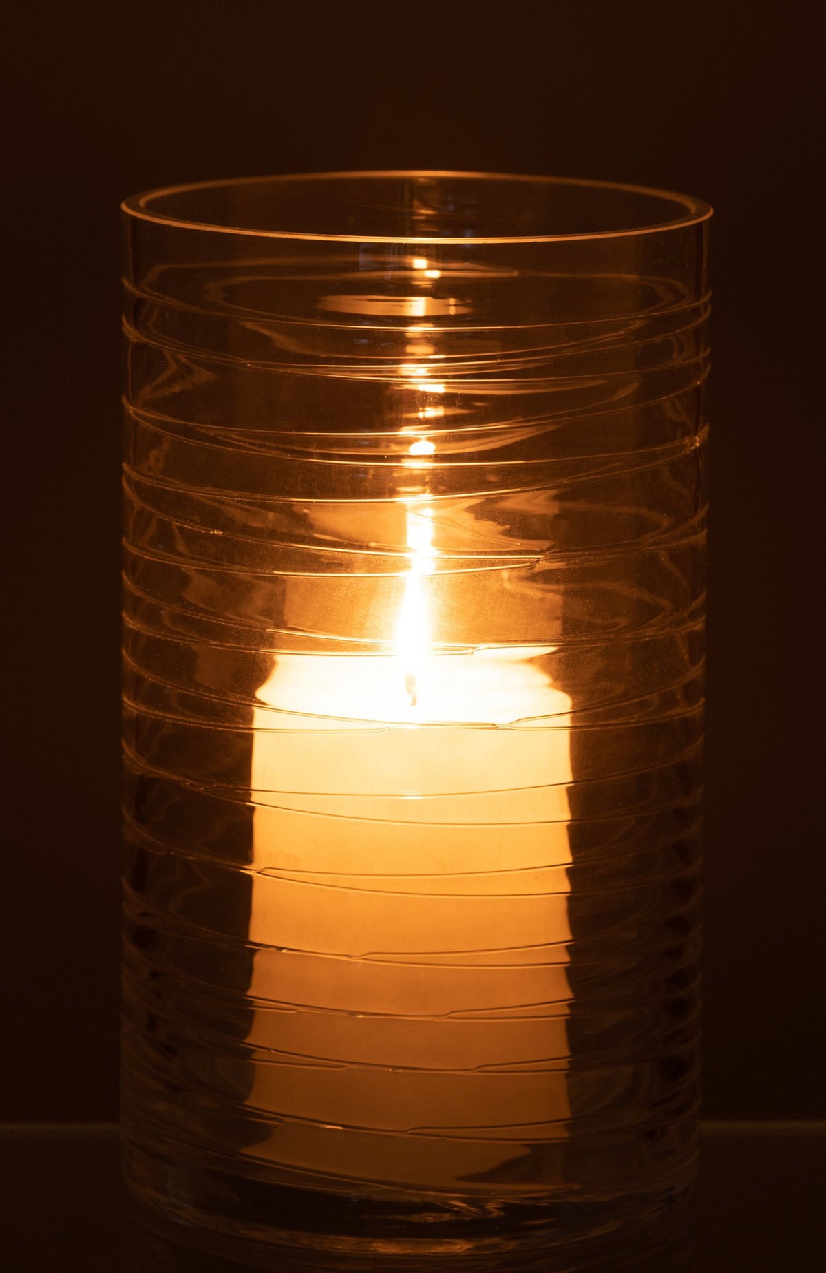 J-Line windlicht Strepen - kaarshouder - glas - transparant - large