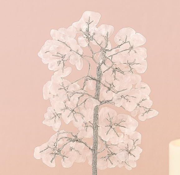 Rozenkwarts edelsteenboom – 9" H – Vastu Feng Shui tafeldecor