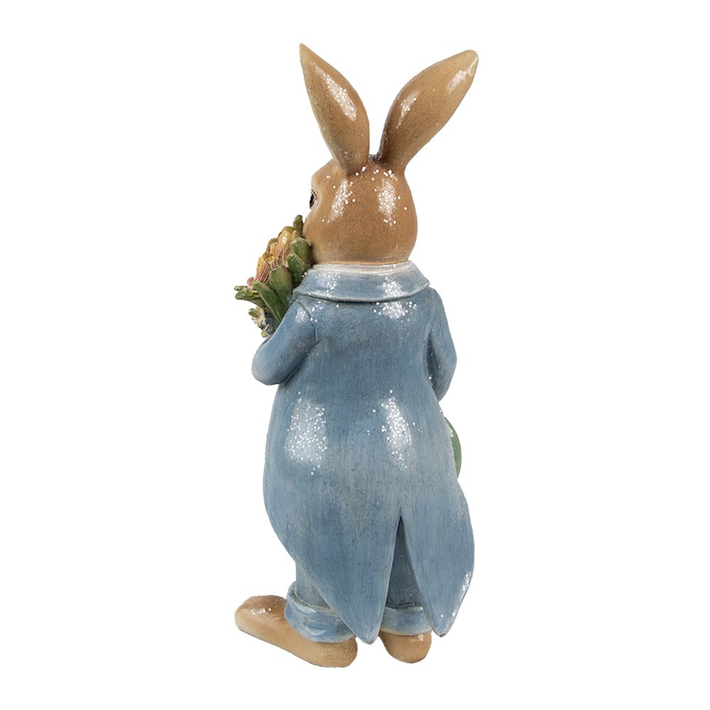 Decoratie Beeld Konijn 26 cm Bruin Blauw Kunststof