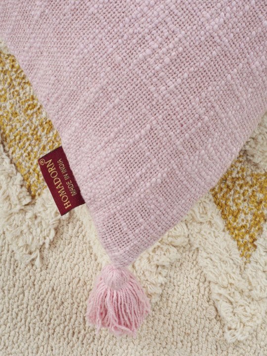 Set van 2 - Decoratieve kussenhoezen – Textiel met accent aan de binnenkant – Natuurlijke vezels, rand met franjes