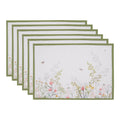 Placemats Set van 6 48x33 cm Wit Katoen Bloemen