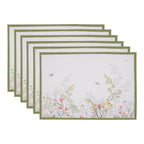 Placemats Set van 6 48x33 cm Wit Katoen Bloemen