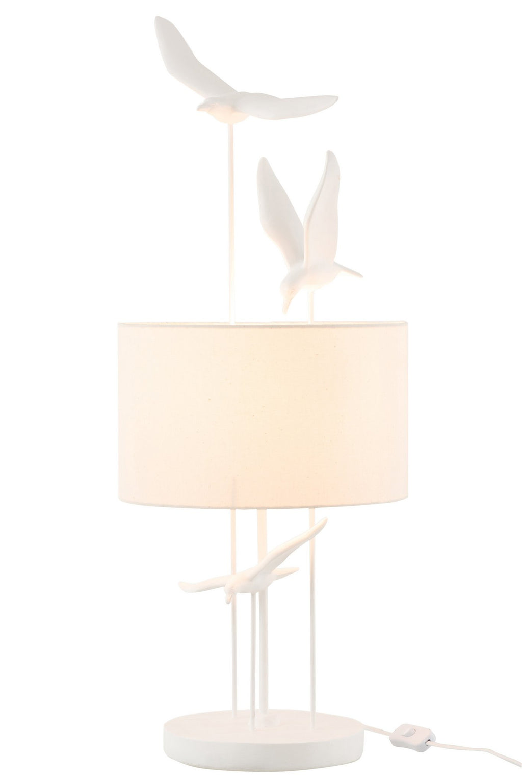 J-Line tafellamp Vogels - polyresin - wit/beige