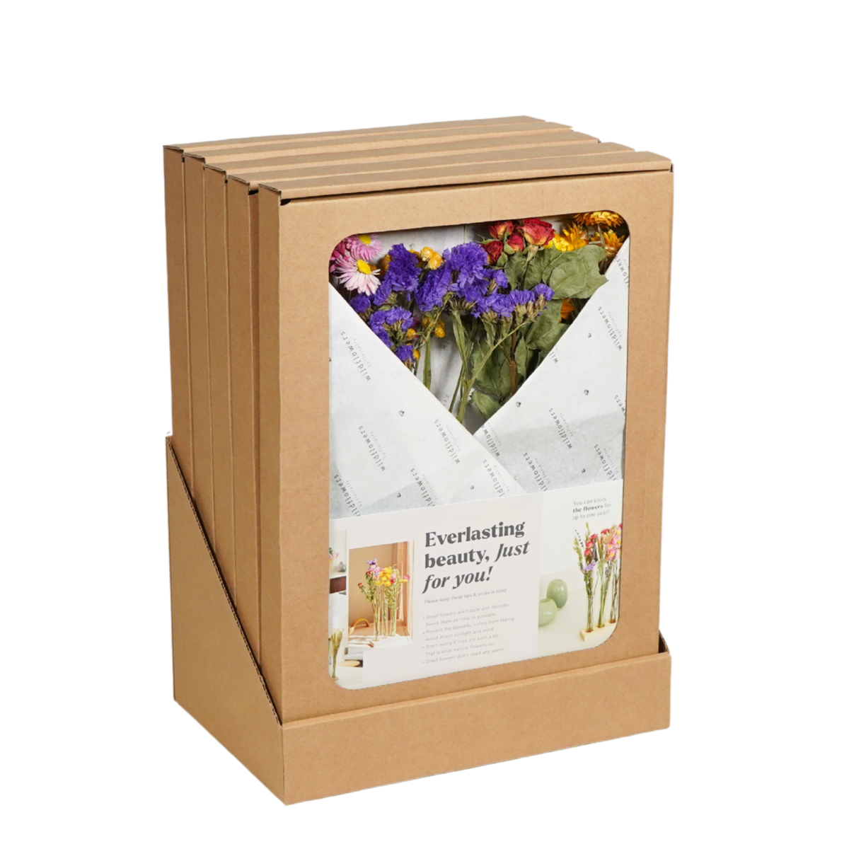 Geschenkdoos - Gedroogde Bloemen in Brievenbus - Met Vazen - Multi