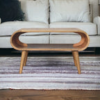 Massief houten open salontafel, licht eiken afwerking
