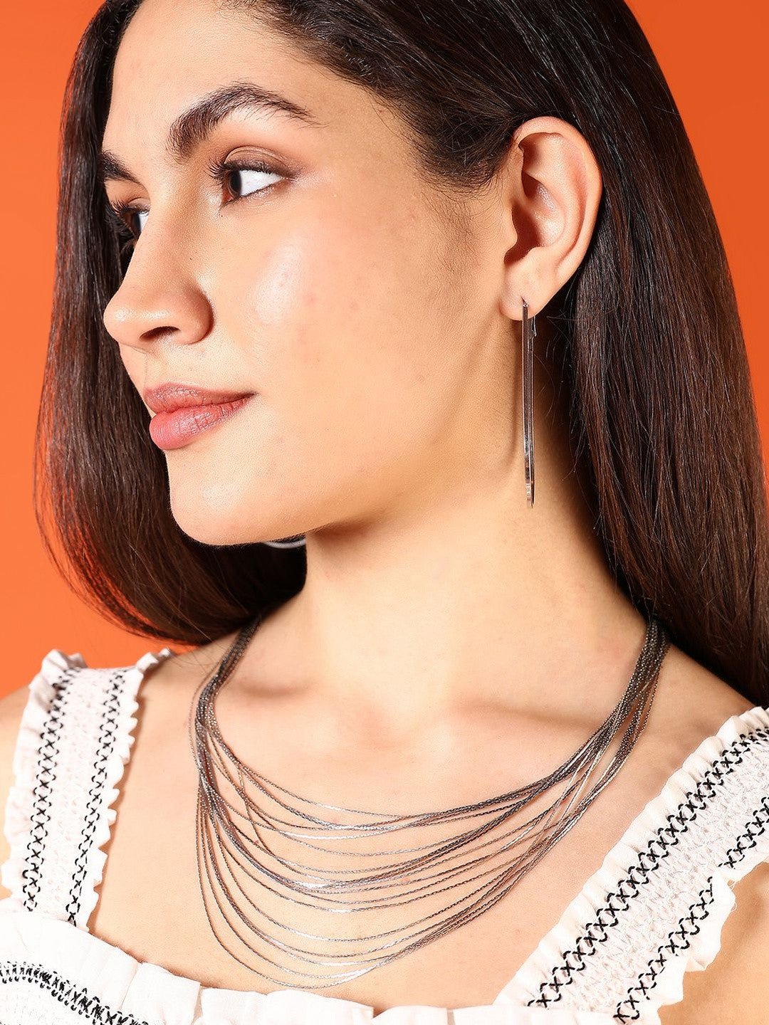 Dames statement ketting – mode-sieraden – verzilverde legering – individuele eenheid