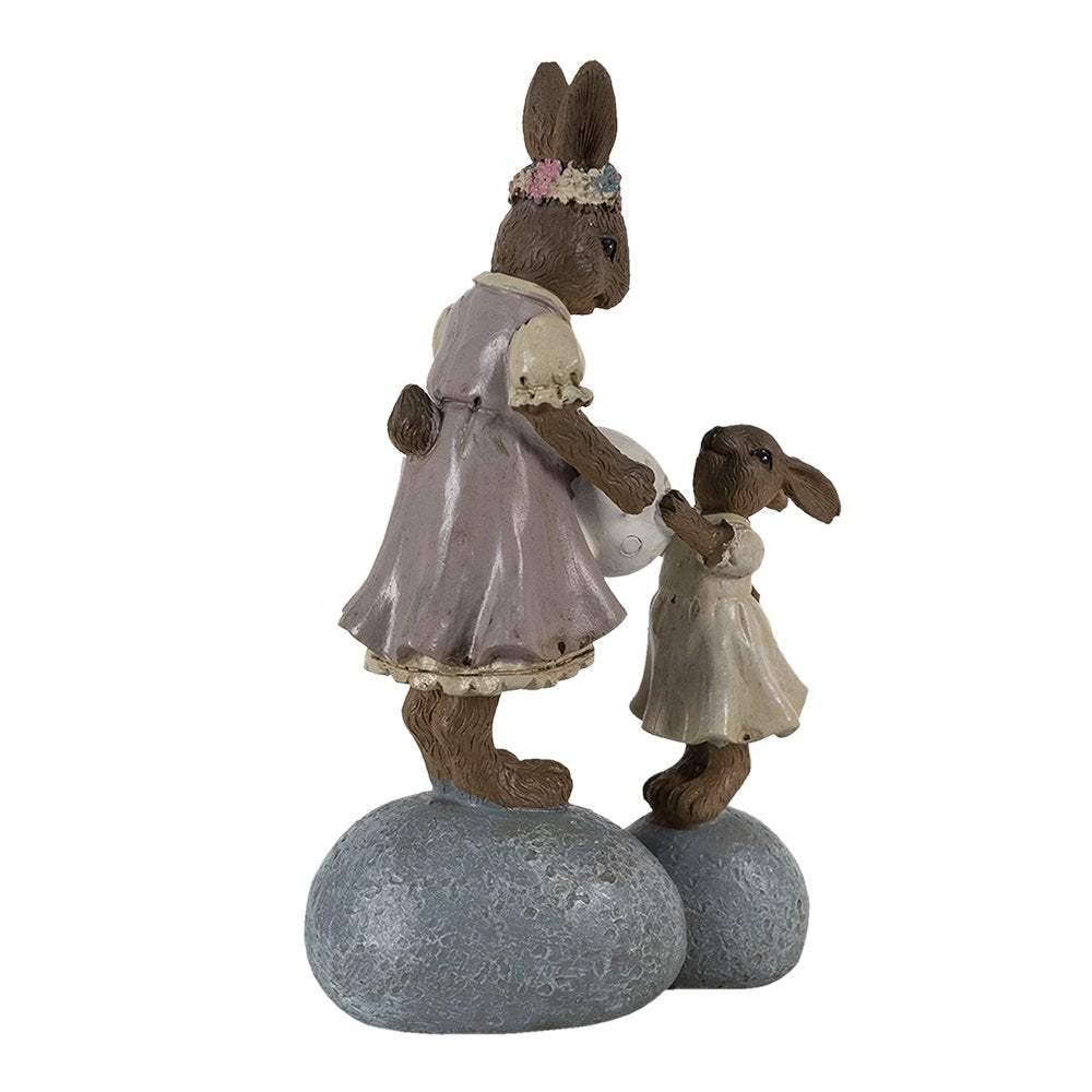 Beeld konijn 10x6x17 cm bruin roze polyresin