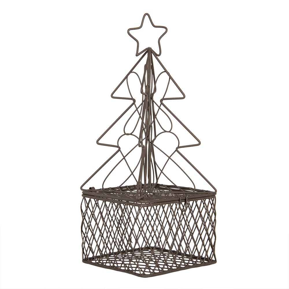 Decoratie Kerstboom 9x9x22 cm Bruin Metaal