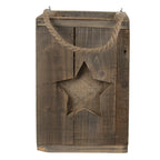 Windlicht 19x19x28 cm Bruin Hout Ster Kaarsenhouder