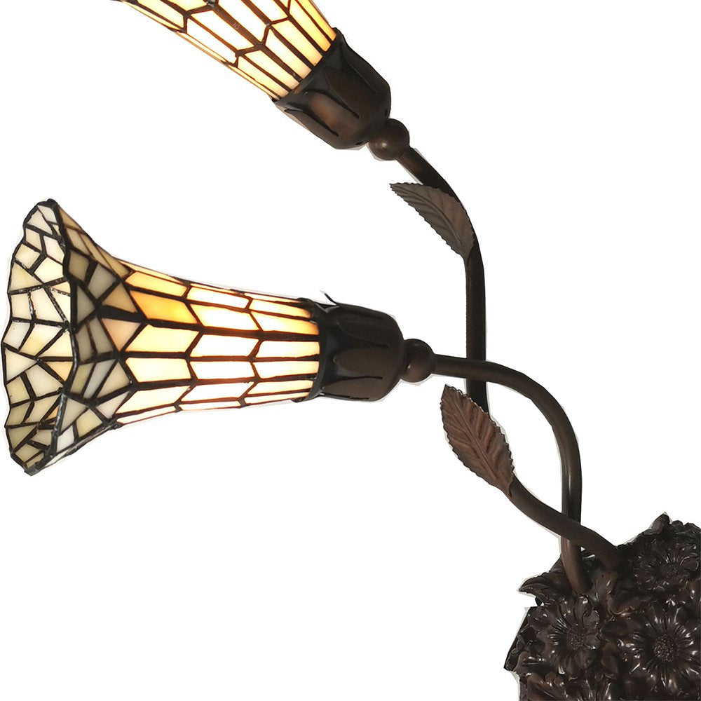 Tiffany Tafellamp 44x26x61 cm Beige Glas Tiffany Bureaulamp